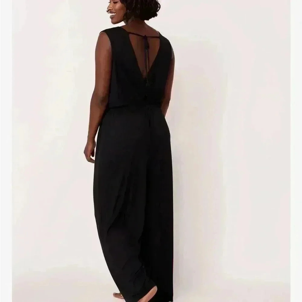 BNWT La Vie en Rose aqua crossover jumpsuit size L in Black - Picture 3 of 7
